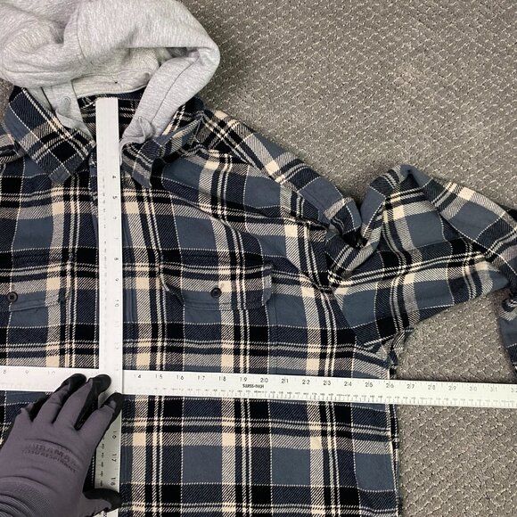 American Eagle Hooded Flannel Shirt Jacket Shacket Men's XXL Gray Plaid - Picture 7 of 9